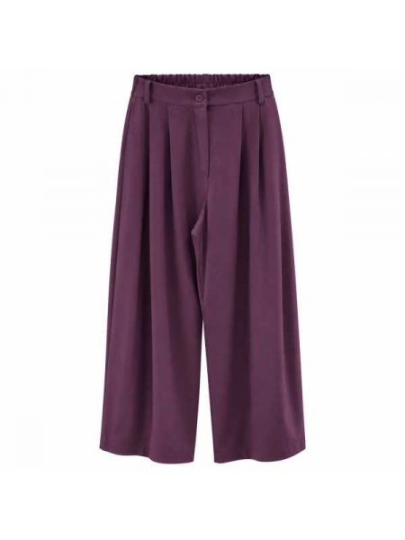 Pantalone Ampio Con Pinces E Vita Elasticizzata