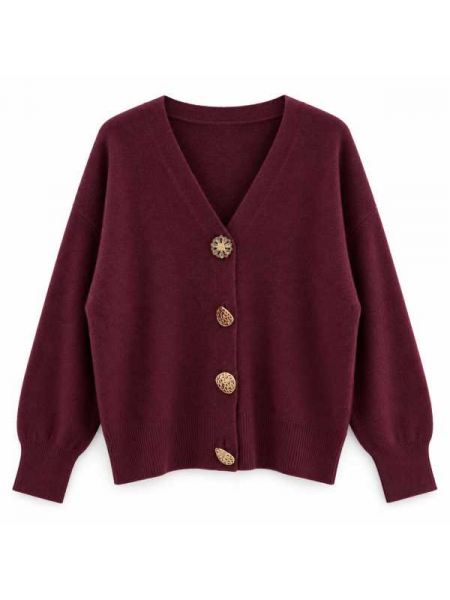 Cardigan Con Scollo A V E Bottoni Gioiello