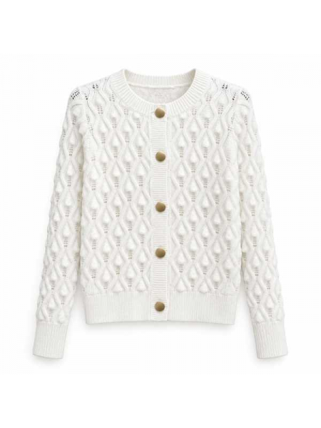 Cardigan In Maglia Lavorata Con Bottoni Dorati