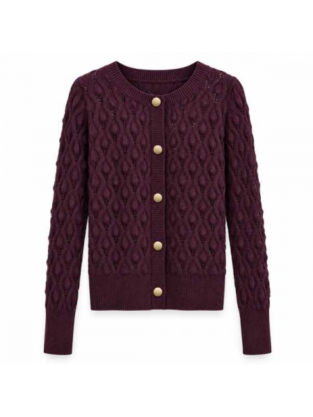 Cardigan In Maglia Lavorata Con Bottoni Dorati