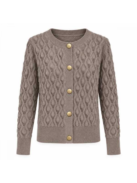 Cardigan In Maglia Lavorata Con Bottoni Dorati