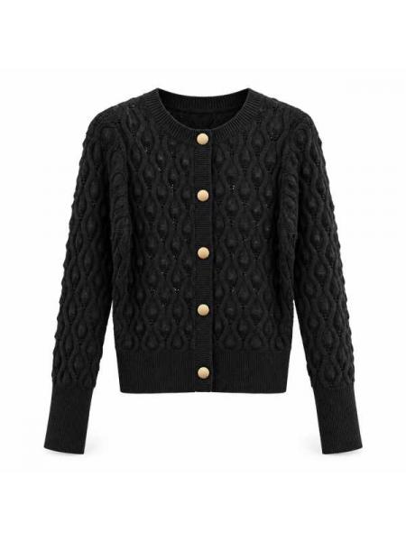 Cardigan In Maglia Lavorata Con Bottoni Dorati