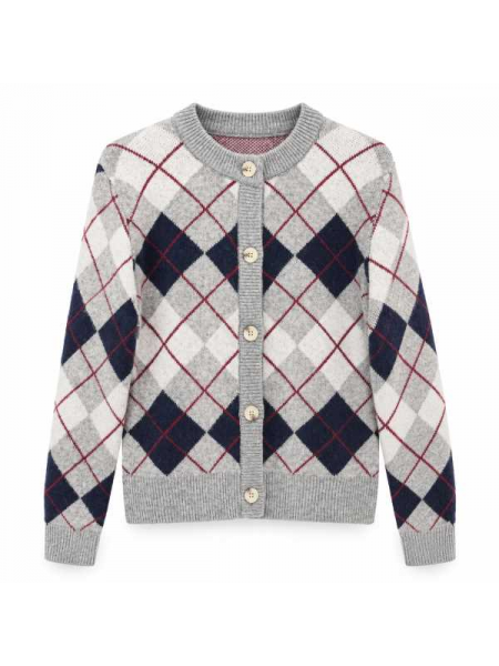 Cardigan In Maglia Con Fantasia A Rombi

