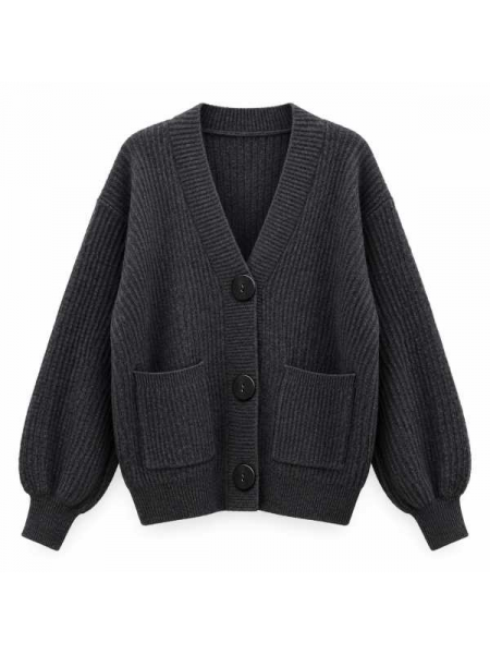 Cardigan Oversize A Coste Con Tasche