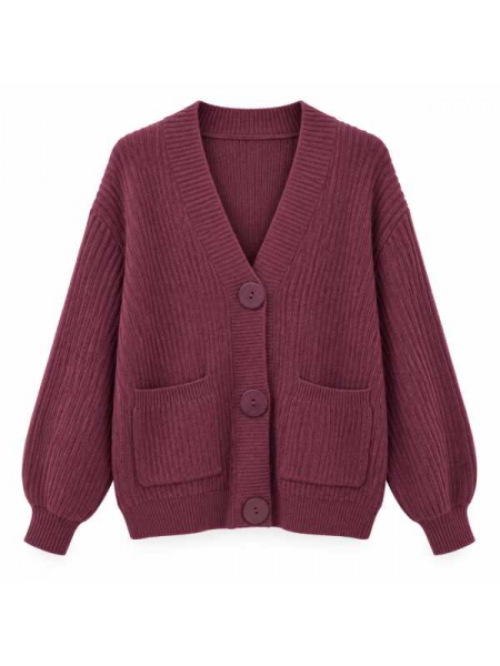 Cardigan Oversize A Coste Con Tasche