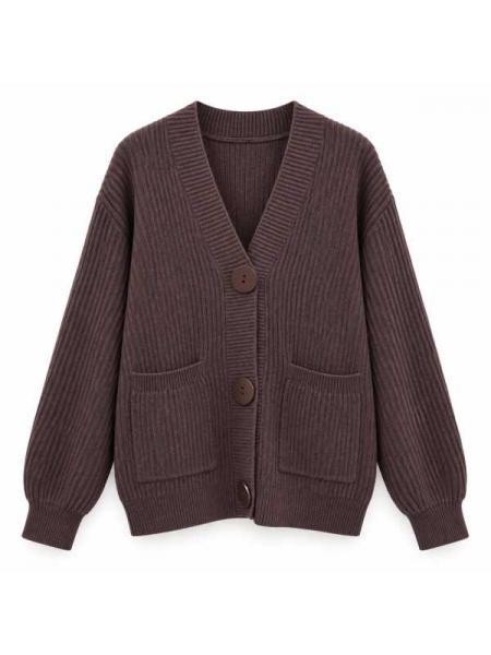 Cardigan Oversize A Coste Con Tasche