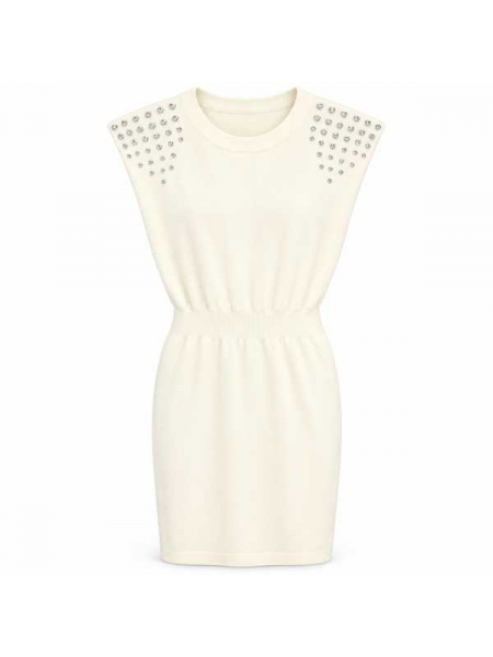 Abito In Maglia Smanicato Con Strass Sulle Spalle
