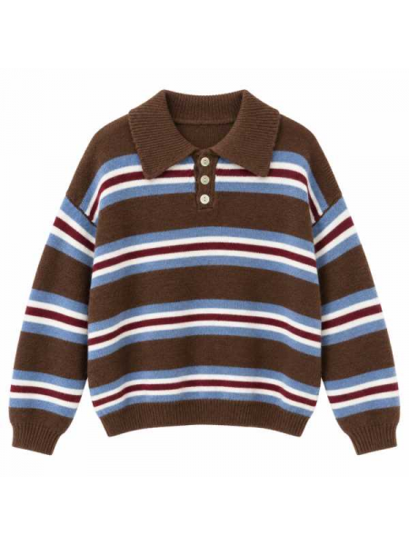 Maglia A Righe Con Collo Polo