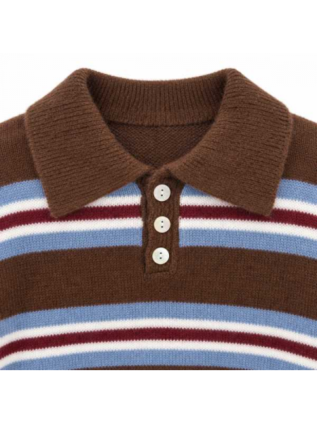 Maglia A Righe Con Collo Polo