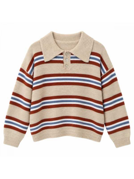 Maglia A Righe Con Collo Polo