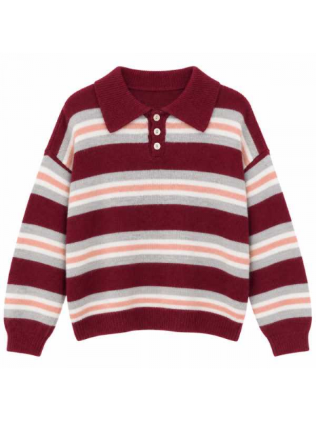 Maglia A Righe Con Collo Polo