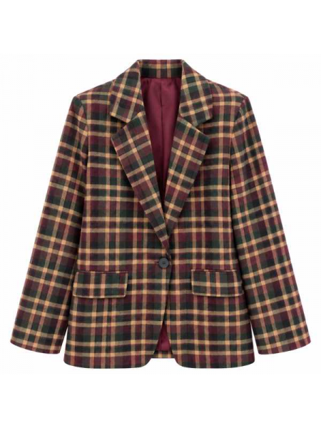 Blazer A Quadri Con Chiusura A Un Bottone