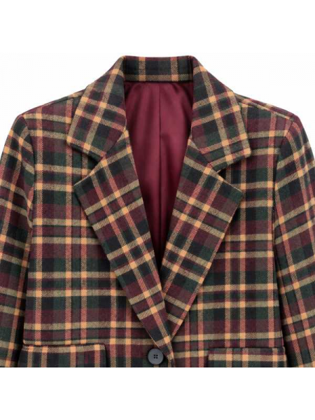 Blazer A Quadri Con Chiusura A Un Bottone