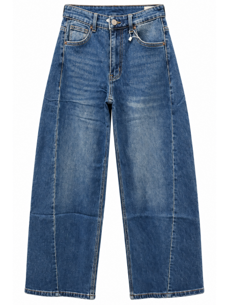 Jeans Donna A Gamba Ampia Con Cuciture Frontali