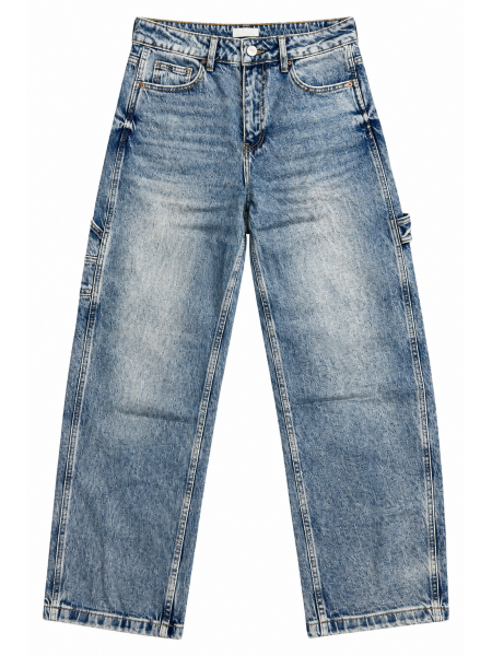 Jeans Donna Denim Cargo Wide Leg – Lavaggio Blu Vintage