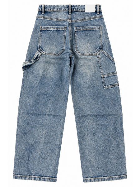Jeans Donna Denim Cargo Wide Leg – Lavaggio Blu Vintage