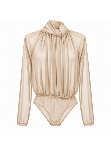 Body Lumina In Tulle Con Collo Drappeggiato