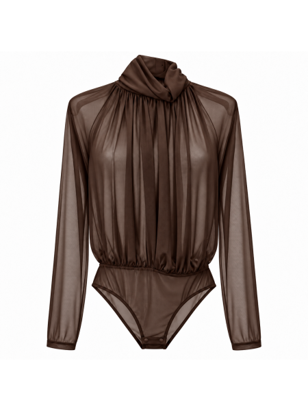 Body Lumina In Tulle Con Collo Drappeggiato