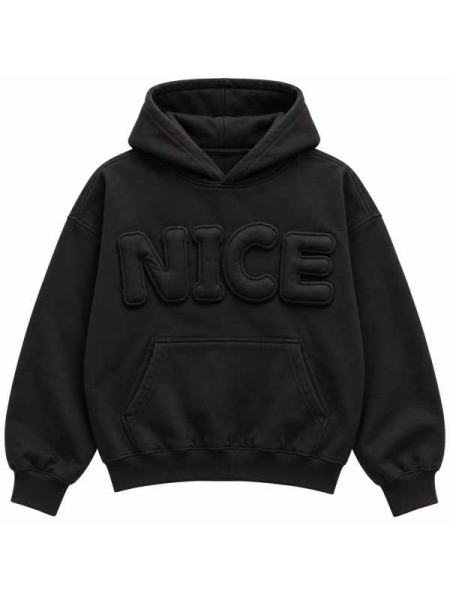Felpa Donna Oversize Con Cappuccio E Scritta Nice 3D