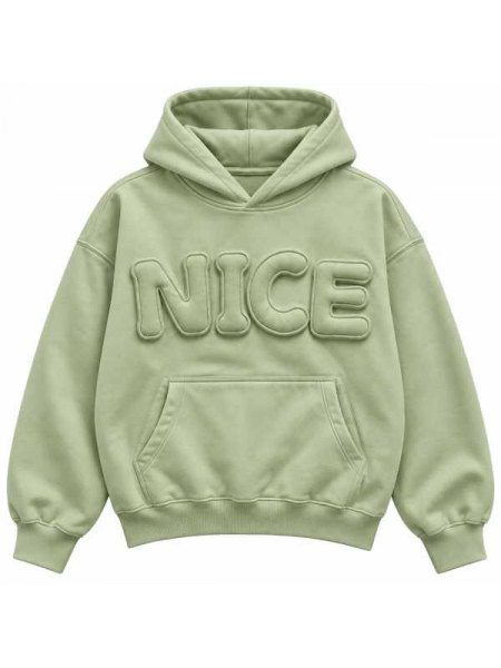 Felpa Donna Oversize Con Cappuccio E Scritta Nice 3D