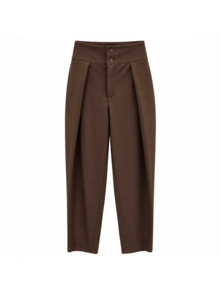 Pantalone A Vita Alta Con Doppio Bottone E Pinces