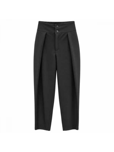 Pantalone A Vita Alta Con Doppio Bottone E Pinces