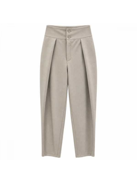 Pantalone A Vita Alta Con Doppio Bottone E Pinces