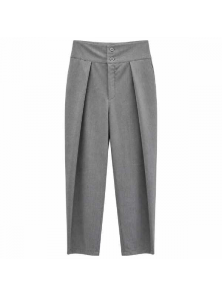 Pantalone A Vita Alta Con Doppio Bottone E Pinces