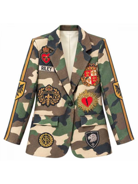 Blazer Camouflage Con Decorazioni Gioiello
