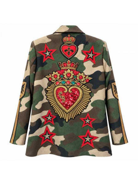 Blazer Camouflage Con Decorazioni Gioiello

