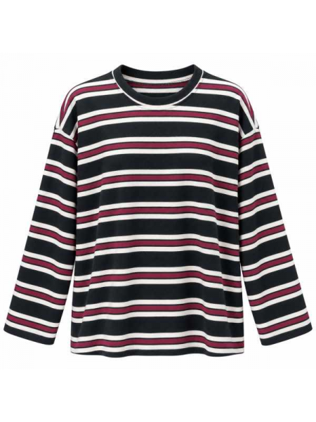 Maglia A Righe Multicolor Con Scollo Rotondo