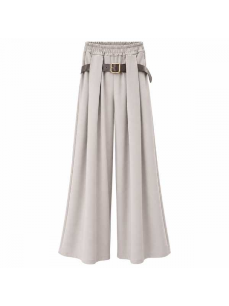 Pantalone Palazzo Con Vita Elasticizzata E Cintura
