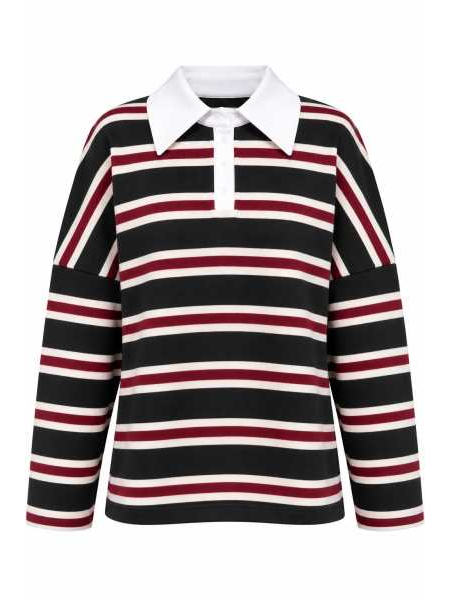 Maglia Polo A Righe Con Colletto Bianco
