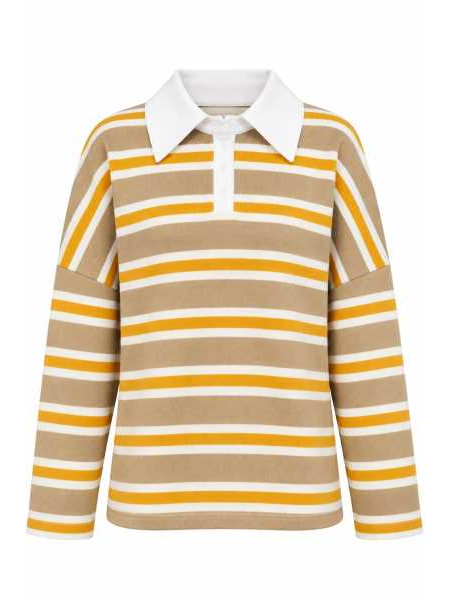 Maglia Polo A Righe Con Colletto Bianco
