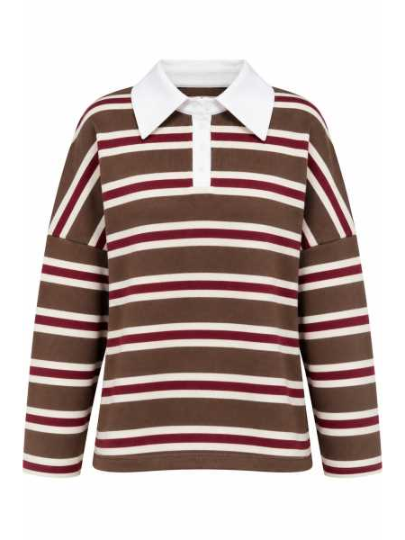 Maglia Polo A Righe Con Colletto Bianco
