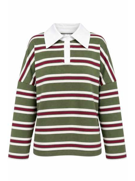 Maglia Polo A Righe Con Colletto Bianco
