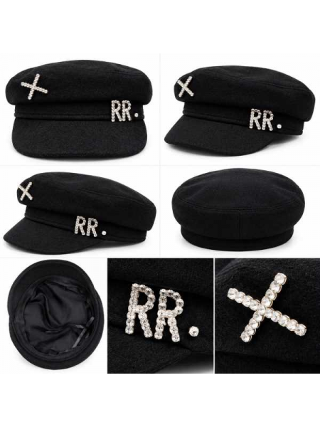 Cappello Donna Modello Baker Boy Con Visiera E Strass Luminosi