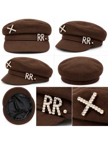 Cappello Donna Modello Baker Boy Con Visiera E Strass Luminosi