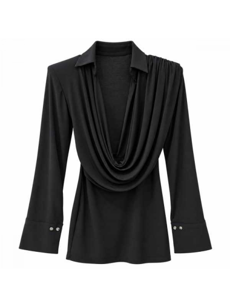 Vestitino Elegante Con Scollo Drappeggiato E Colletto