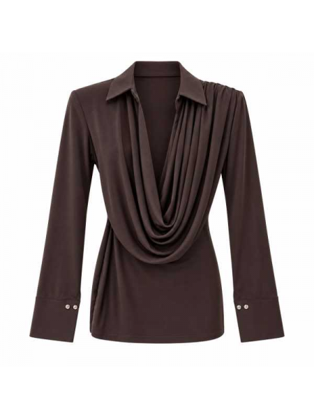Vestitino Elegante Con Scollo Drappeggiato E Colletto