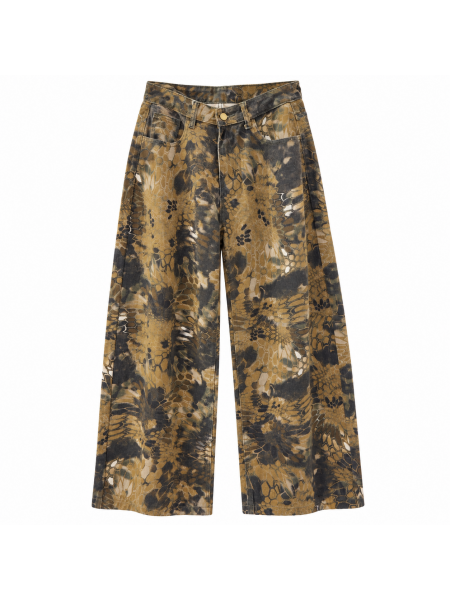 Pantalone Donna A Gamba Ampia Fantasia Pitonata