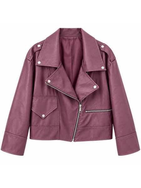 Giubbino Biker Oversize Effetto Pelle