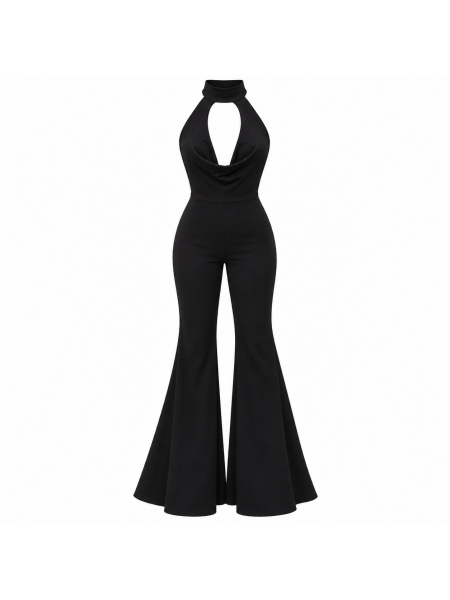 Titolo: Tuta Elegante Con Scollo Drappeggiato E Pantalone A Zamp