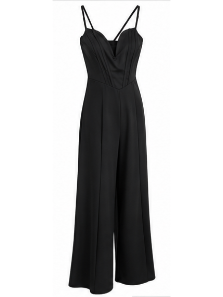 Jumpsuit Donna Elegante Con Corpetto Drappeggiato E Pantalone Pa