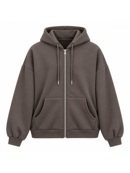 Felpa Donna Oversize Con Cappuccio, Zip E Tasche – Basic Collect