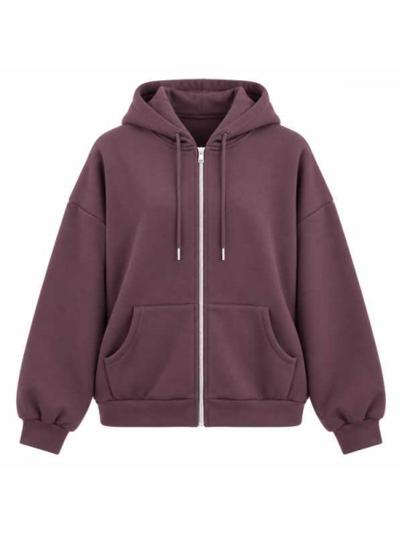 Felpa Donna Oversize Con Cappuccio, Zip E Tasche – Basic Collect