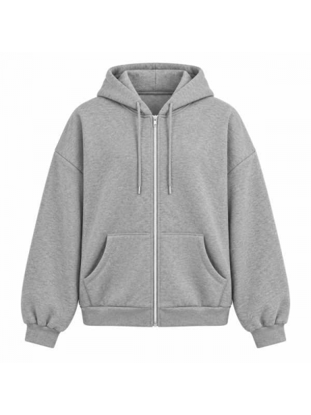 Felpa Donna Oversize Con Cappuccio, Zip E Tasche – Basic Collect