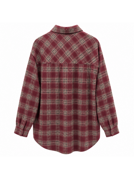 Camicia Tartan Bordeaux In Tessuto Leggermente Flanellato – Tagl